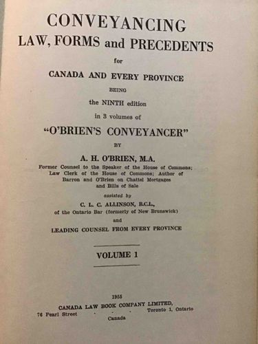 O'Brien's Conveyancer, Volume 1 (Ninth Edition)
