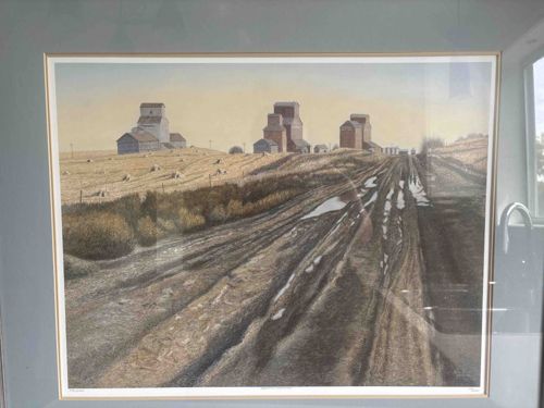 Prairie Landscape with Grain Elevators by George Jenkins (Limited Edition Print 380/450)