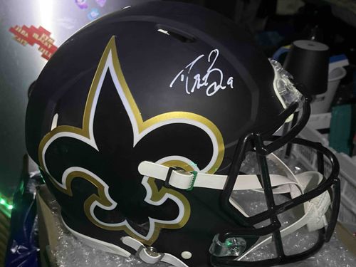 Drew Brees Autographed New Orleans Saints Matte Black Full-Size Riddell Speed Replica Helmet