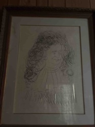 Portrait Drawing of a Man in a Wig and Cravat (likely 17th/18th Century Style)