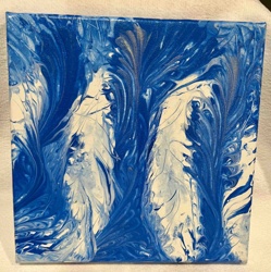 Abstract Blue and White Acrylic Pour Painting