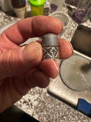 Antiqued Sterling Silver Thimble with Embossed Band