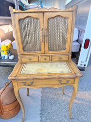 French Provincial Style Secretaire Desk with Cabinet Top
