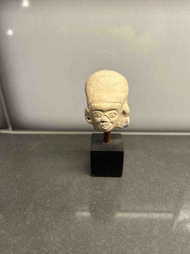 Ancient Egyptian Style Faience or Terracotta Head of a Figure