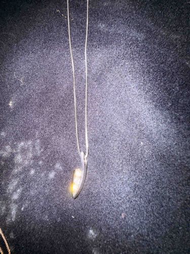 Silver-Tone Pendant Necklace with Inset Gemstone