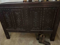 Carved Wooden Cabinet with Inlay