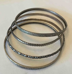 Set of Five Assorted Sterling Silver Bangles