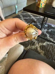 Large Pearl and Diamond Statement Ring