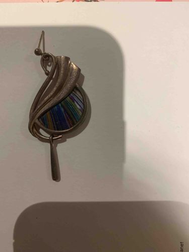 Artisan Style Stained Glass and Silver Drop Earring