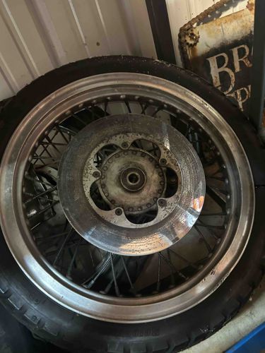 Motorcycle Spoked Wheel Assembly with Disc Brake Rotor
