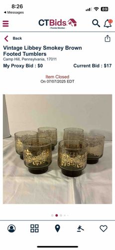 Vintage Libbey Smokey Brown Footed Tumblers