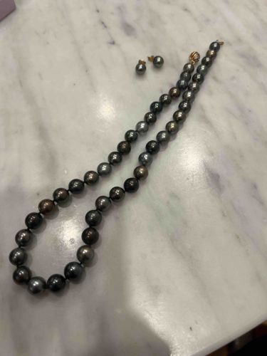 Multi-Color Tahitian Pearl Necklace and Earring Suite