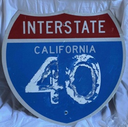 Retired Authentic Interstate 40 California Metal Road Sign