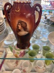 Victorian Era Art Nouveau Hand-Painted Porcelain Vase