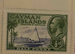 Cayman Islands Half Penny Postage & Revenue Stamp (Cat Boat)