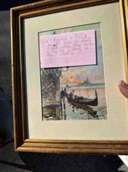 Framed Venetian Gondola Print with Personal Annotation