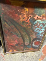Abstract Oil/Acrylic Painting in Gold-Toned Frame