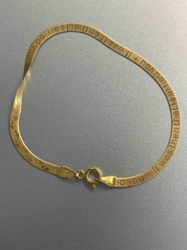 Gold-Tone Engraved Herringbone Bracelet with 'Footprints in the Sand' Verse