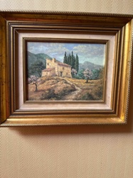 Mediterranean Landscape Painting with Villa