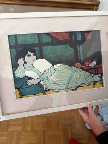 Framed Lithograph 'Reclining Figure' by Jean Jansem