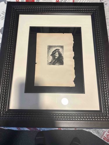 Rembrandt van Rijn, Self-Portrait in a Velvet Cap with Plume (Etching Replica)