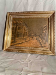 Framed Sepia Print of European Street Scene by Turner Productions
