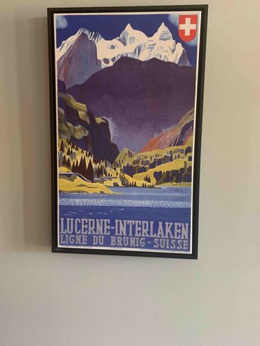 Vintage Swiss Travel Poster Print 'Lucerne-Interlaken Ligne du Brunig'