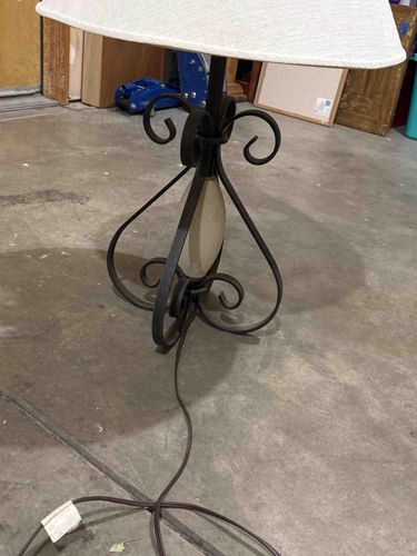 Wrought Iron and Alabaster Table Lamp