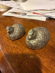 Pair of Cast Metal Sheep Figurines