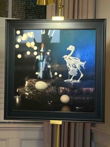 Framed Contemporary Photographic Still Life with Avian Skeleton