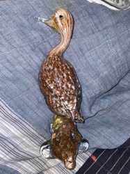 Murano Glass Mallard Duck Figurine on a Log Base