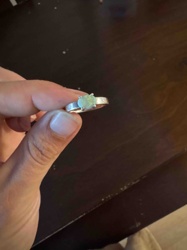 Silver-Toned Ring with Oval Pale Green Gemstone