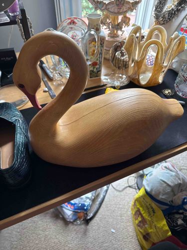 Vintage Hand-Carved Wooden Swan Decoy