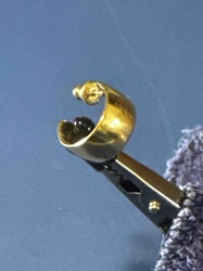 Single Gold Earring Dangle with Dark Bead