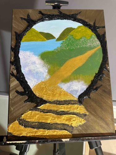Mixed Media Landscape Painting on Canvas