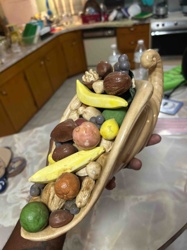 Vintage Ceramic Cornucopia with Faux Fruit and Nuts