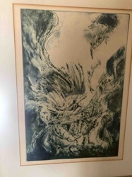 Abstract Expressionist Print (Likely Lithograph or Etching)