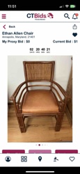 Ethan Allen Rattan and Leather Chair