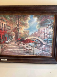 Framed Canal Scene with Outdoor Cafe