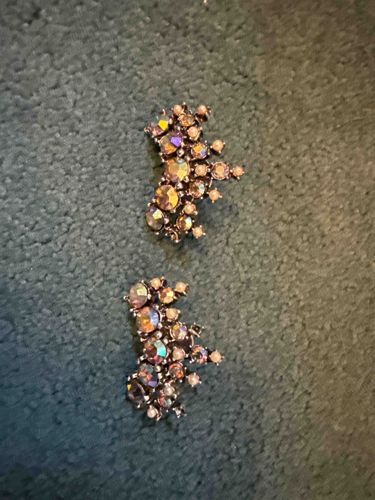 Vintage Iridescent Rhinestone Cluster Earrings
