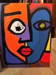 Abstract Cubist-Style Face Painting