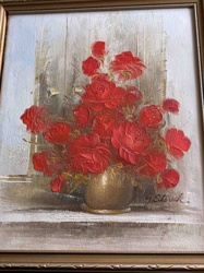 Oil Painting of Red Roses by J. Starick