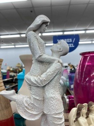 White Textured Embrace Sculpture