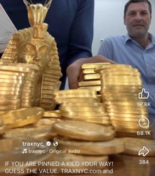 Pharaoh's Head Pendant with Gold Bullion and Coins