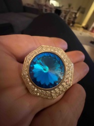 Vintage St. John Clip-On Earring with Blue Faceted Stone