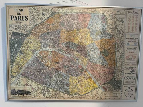 Framed Antique 'Plan de Paris' Map