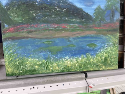 Impressionistic Landscape Painting of a Pond or Lake