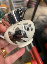 Silver Overlay Ceramic Creamer