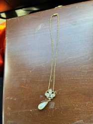 Gold-Tone Chain Necklace with Faux Pearl and Rhinestone Pendant