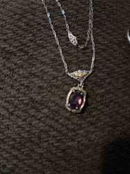 Antique Amethyst and Filigree Pendant Necklace